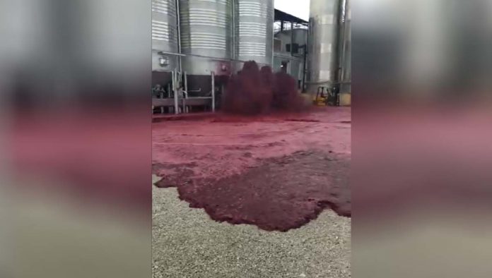 Río de vino tinto: explota fábrica de vinos y se vuelve viral
