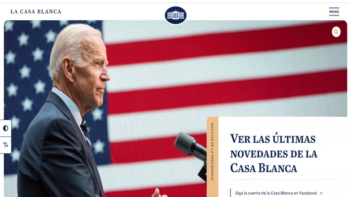 Captura del sitio web en español de la Casa Blanca