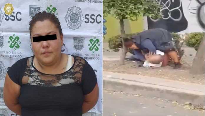 Mujer detenida por golpear a adulto mayor