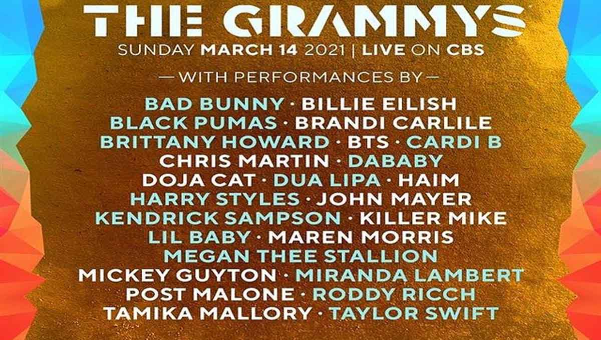 Cartel de artistas que estarán en los Premios Grammy 2021
